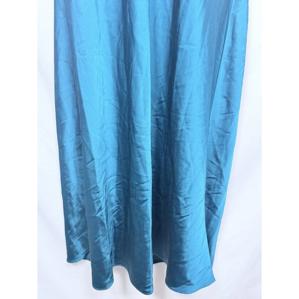 Abercrombie Satin Slip Dress XLT Blue Ombre Lace Up Back Midi Maxi Going Out